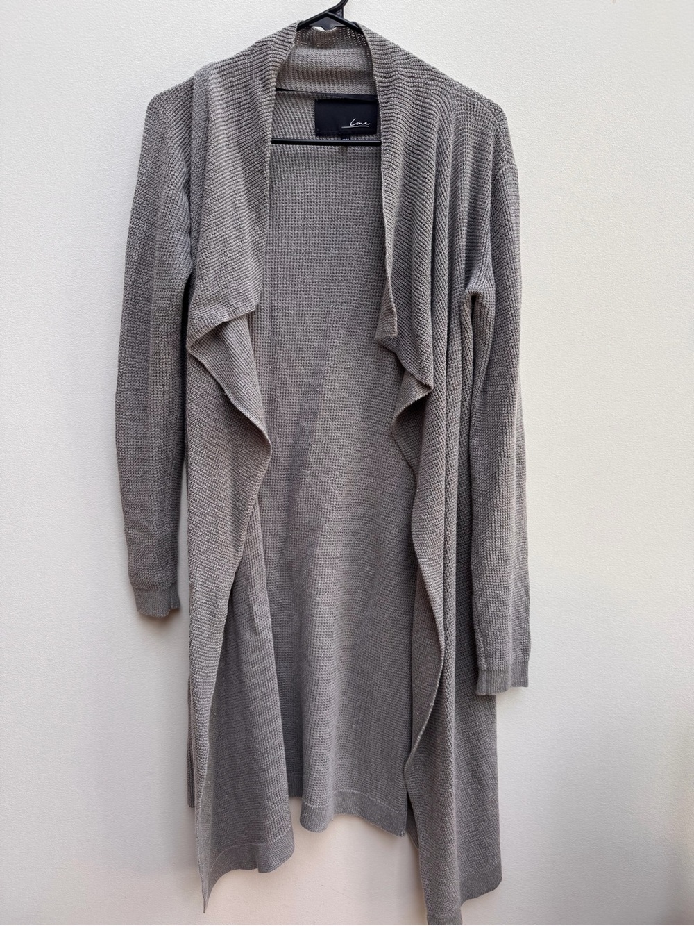 LINE Gray/Green Draped Open-Front Cardigan